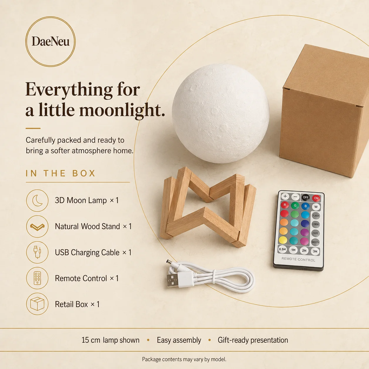 Moon lamp package contents