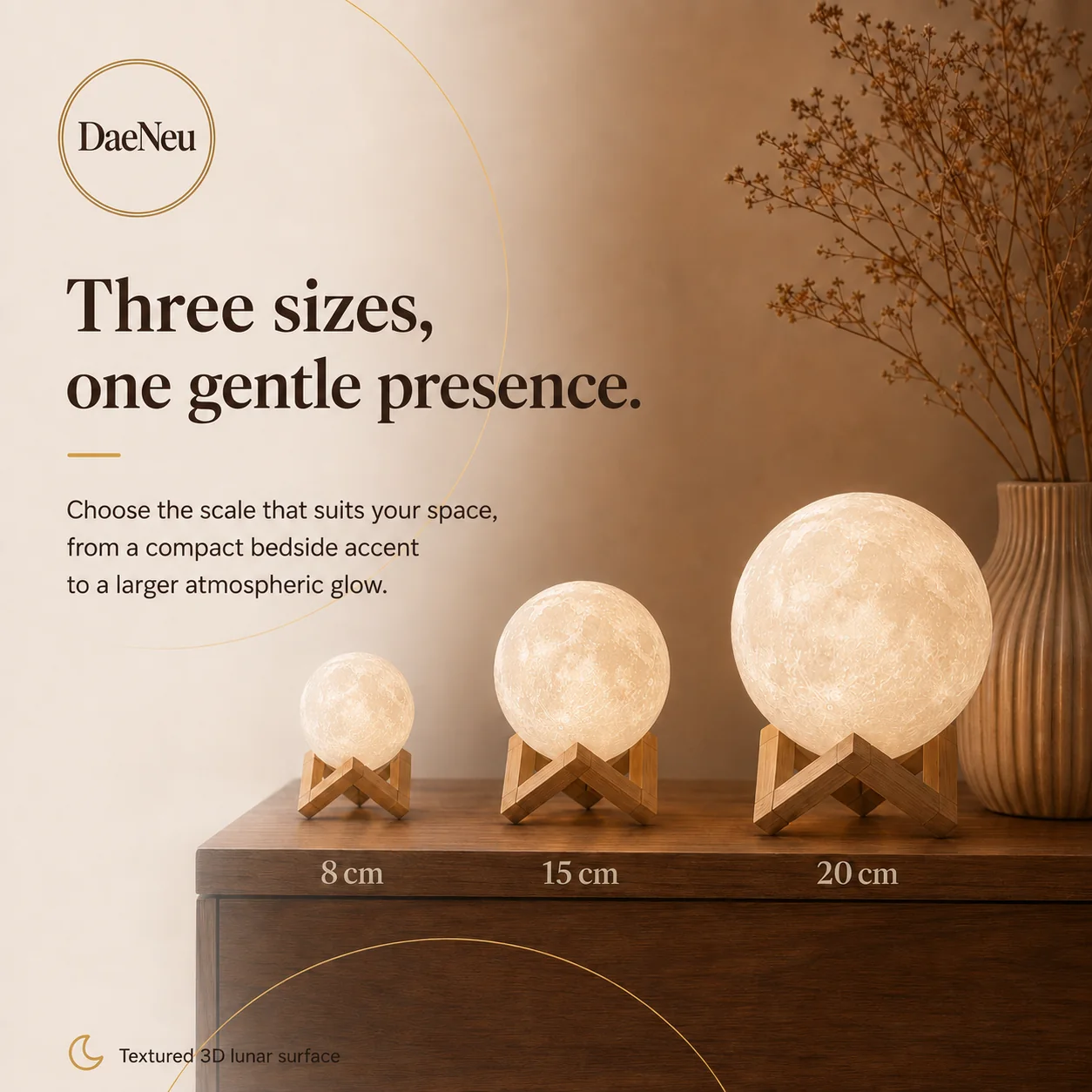 Moon lamp size guide