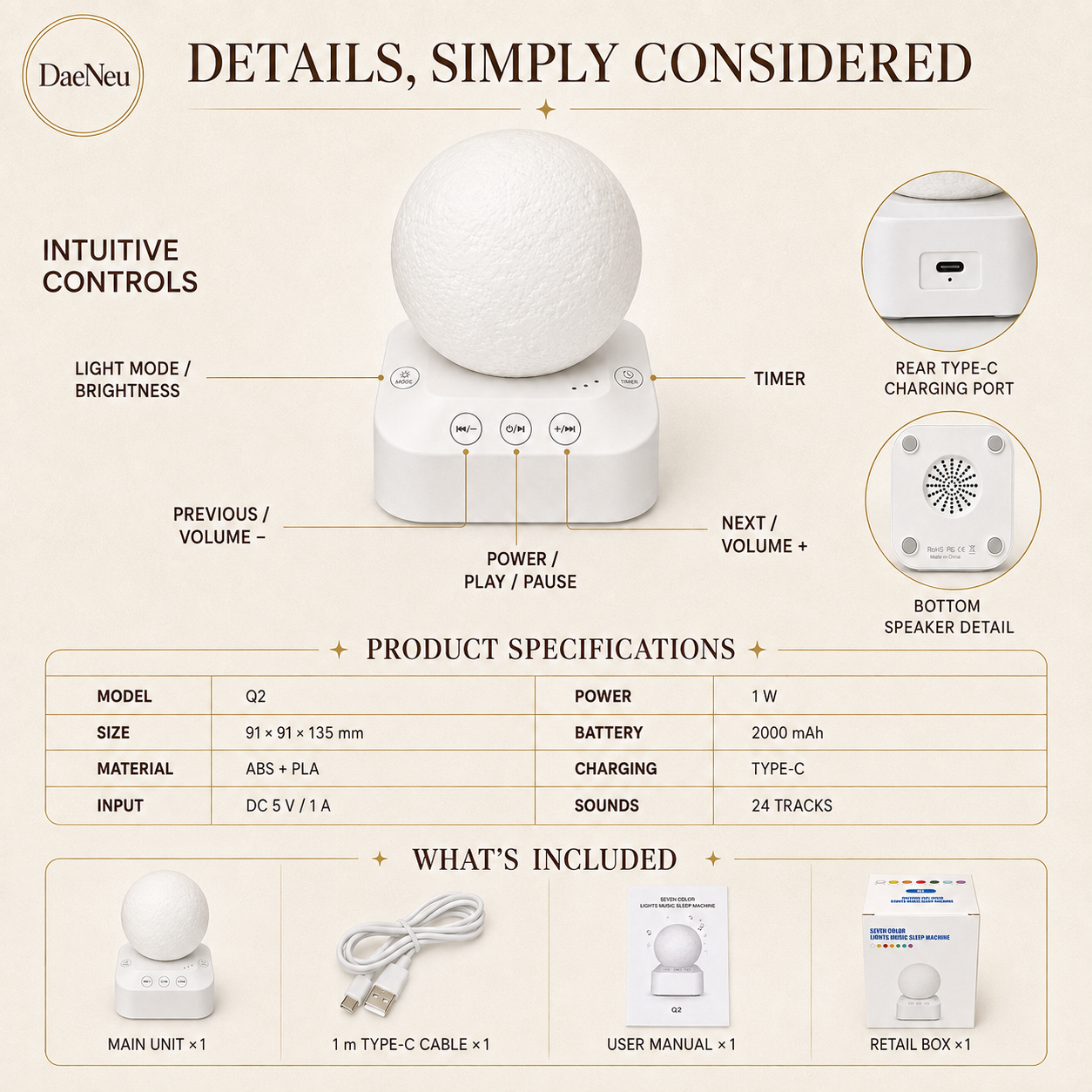 Rest companion controls, specifications and package contents